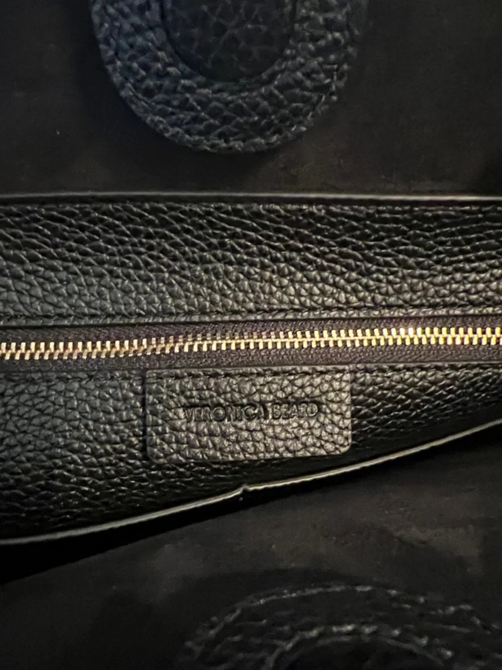 Veronica Beard Black Leather Tote with Gold Hardware - Picture 4 of 6